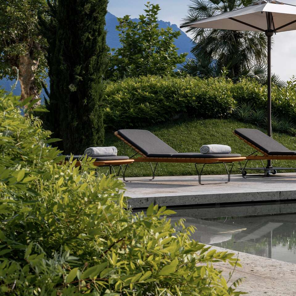 sunbathing area by the pool
