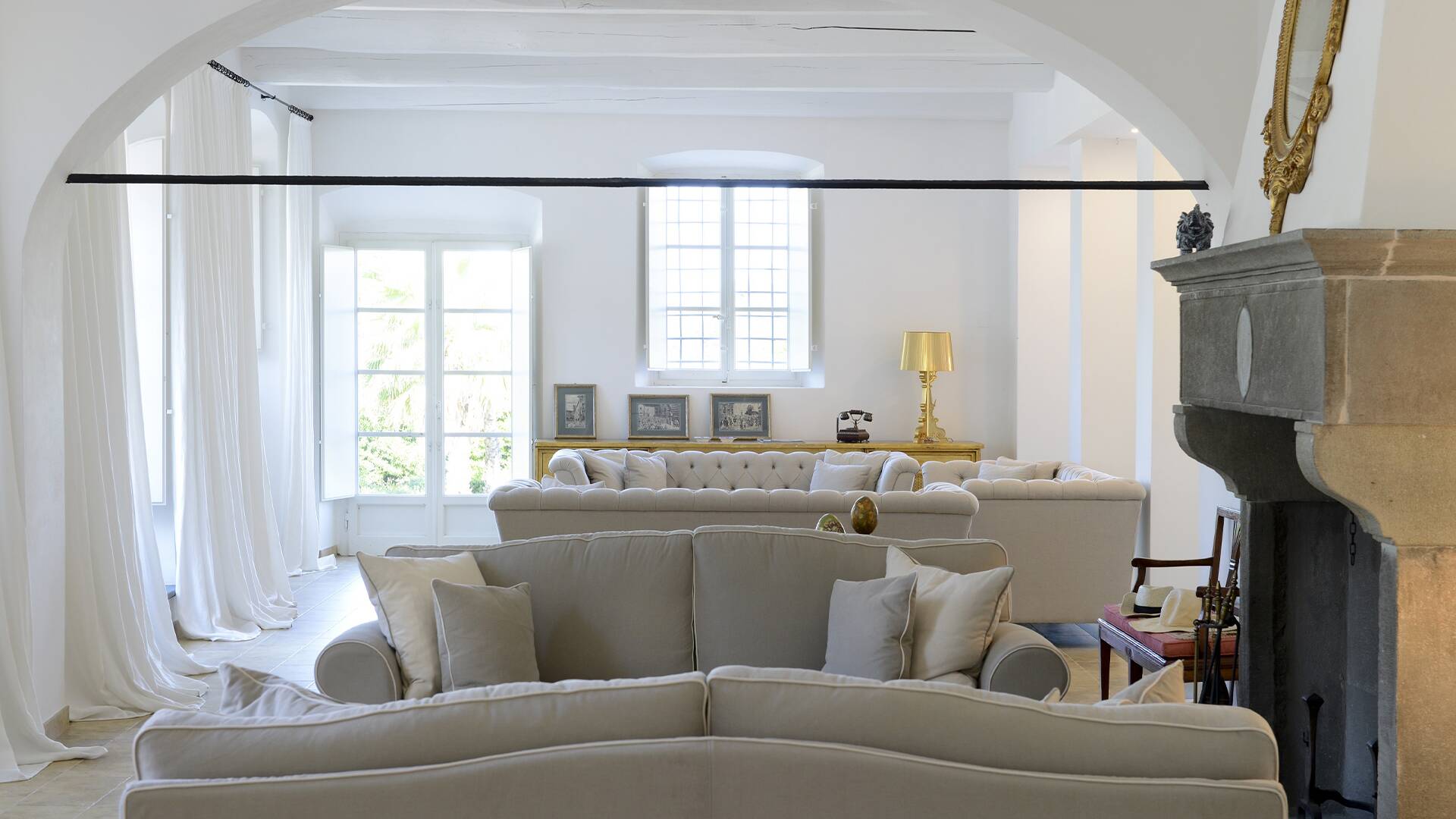 living room with fireplace