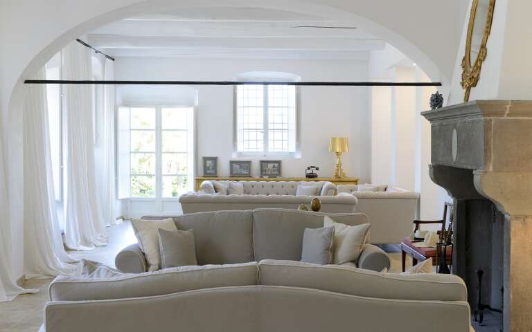 living room with fireplace