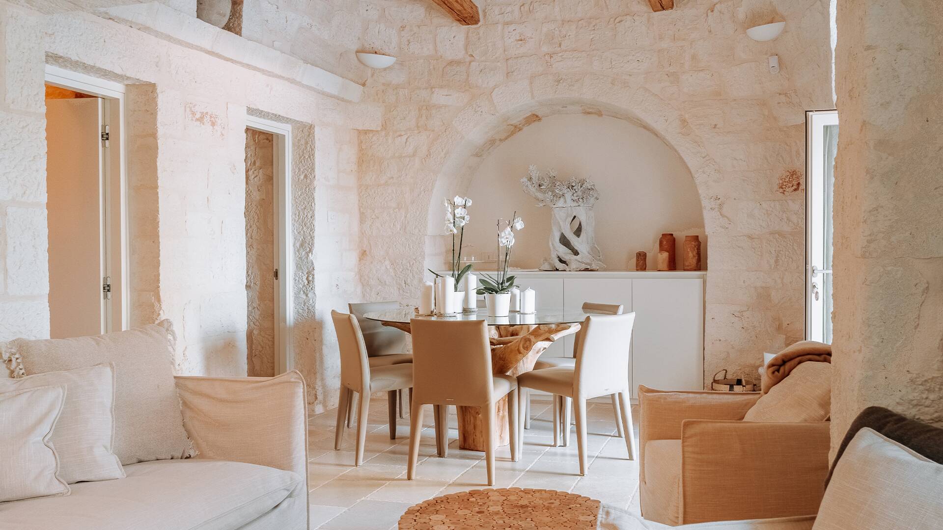 dining table and cosy living room