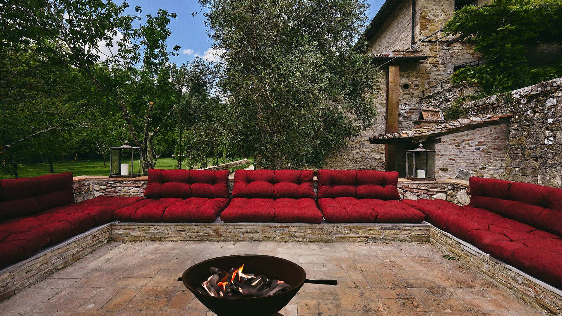 lounge area by fire pit