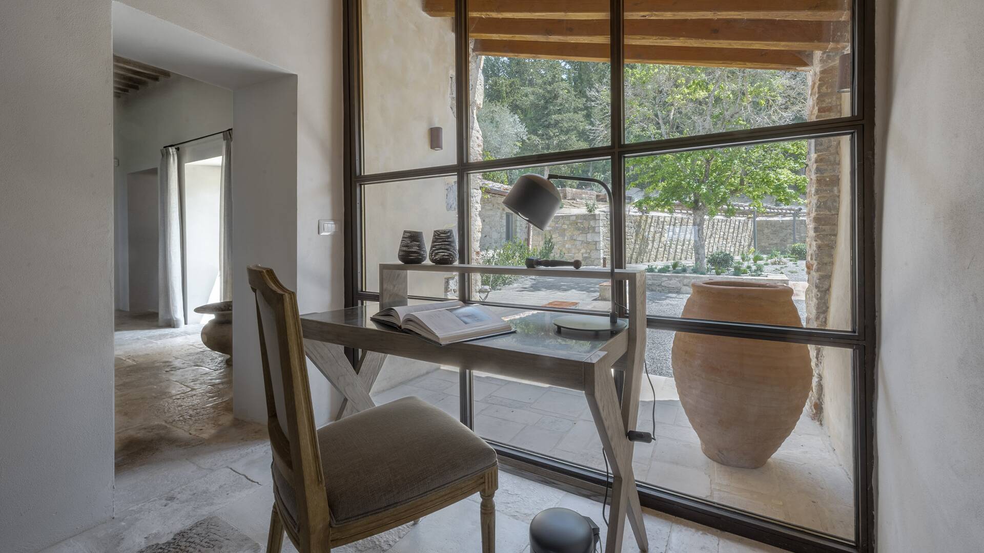 main villa, studio corner with French windows