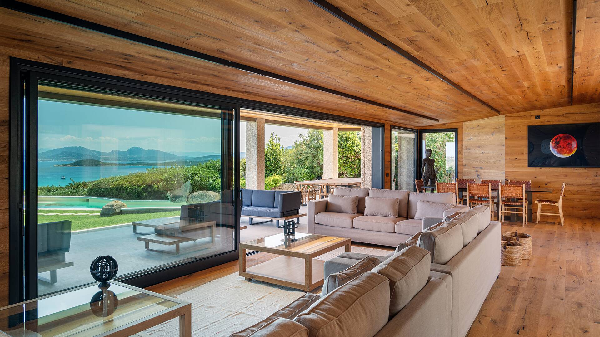 bright living room with French windows