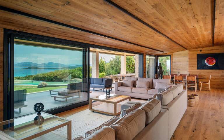 bright living room with French windows