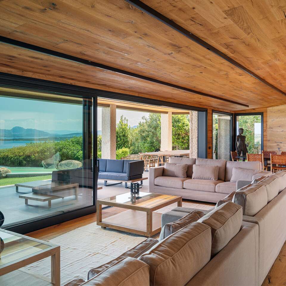 bright living room with French windows