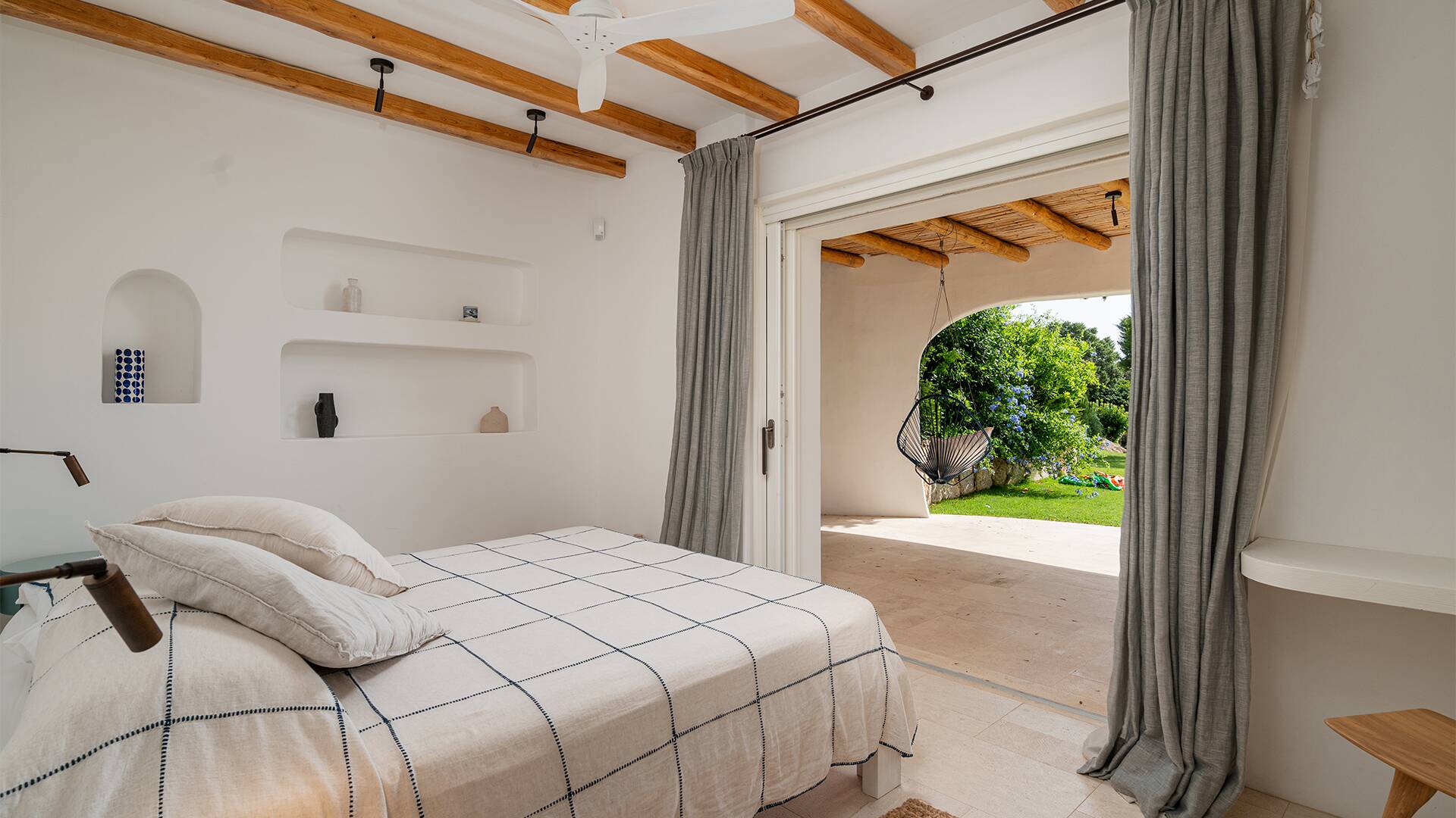 double bedroom with access to private garden