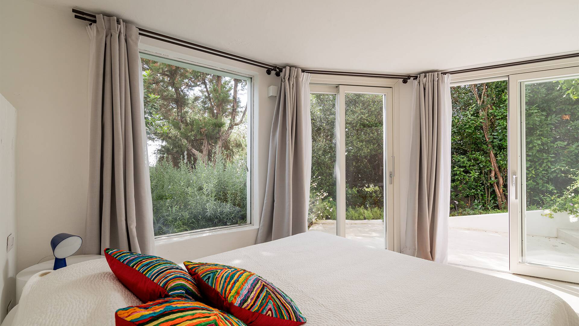 luxury double bedroom with French windows