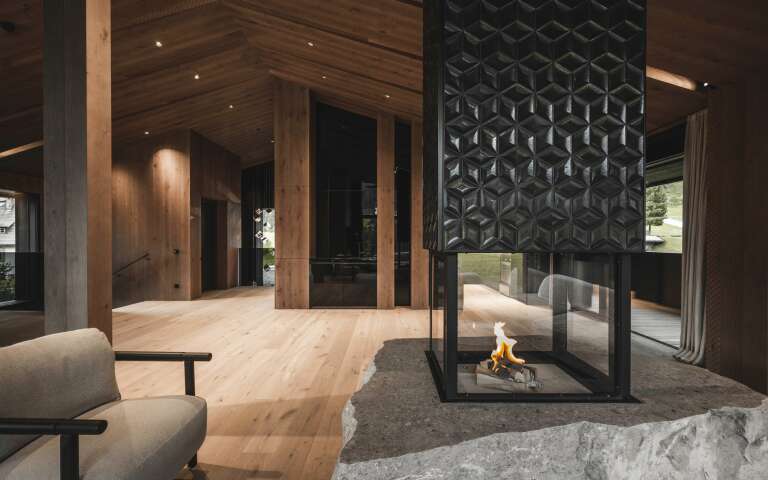 cosy modern fireplace with sitting area
