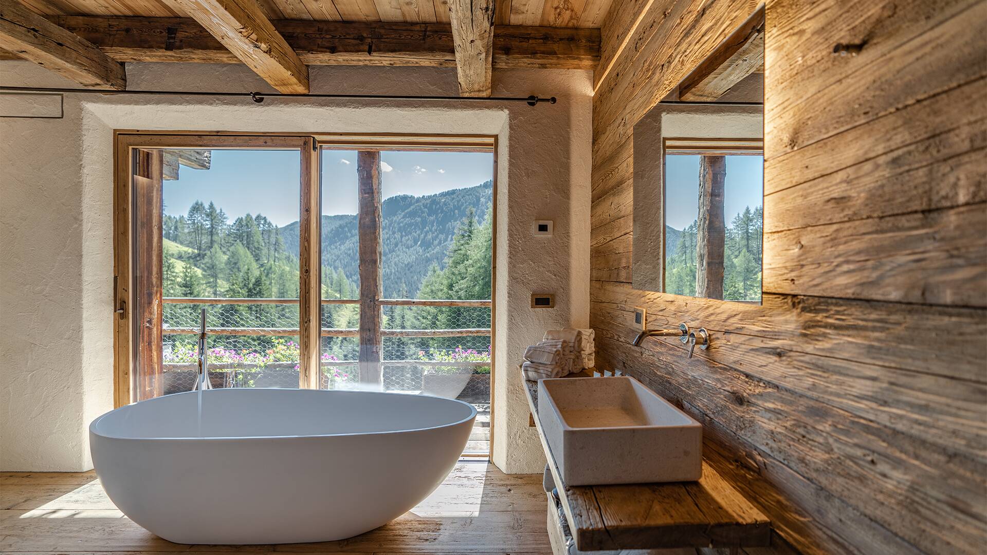 bath tub with charming vista