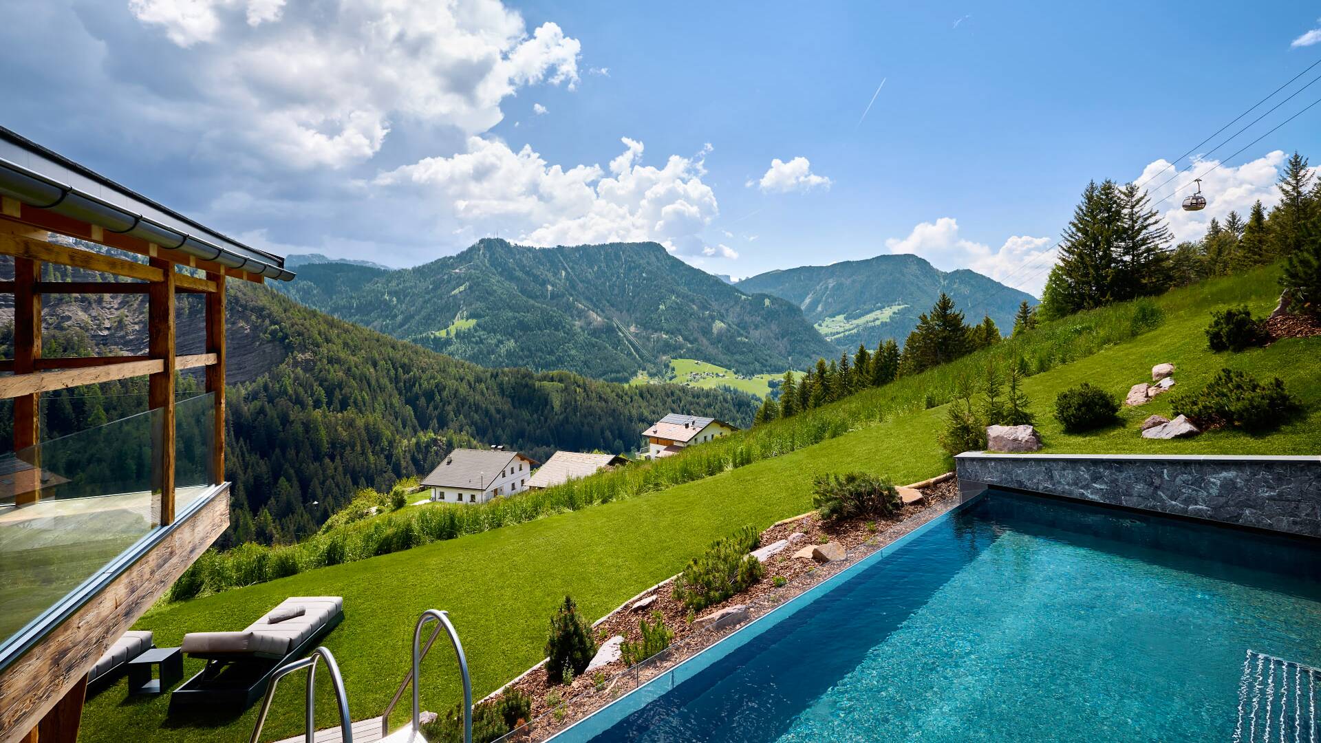 private swimming pool with Dolomites view