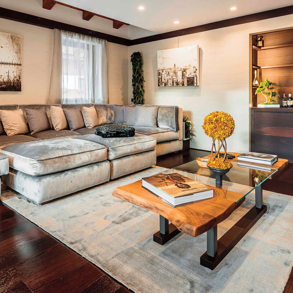 living room with coffee table