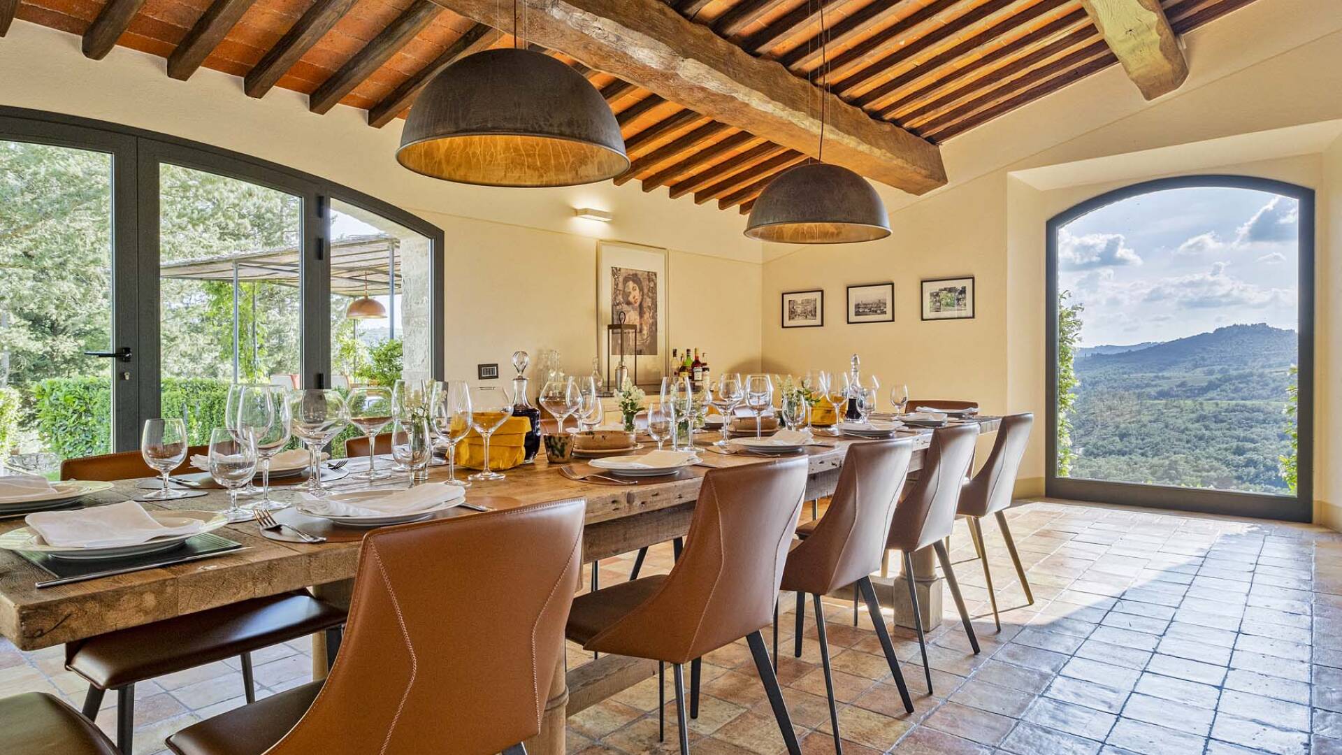 dining room with countryside view