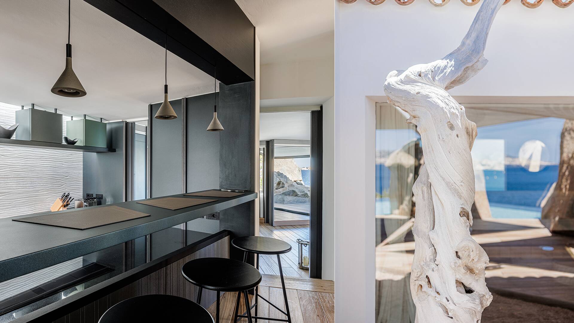 kitchen counter with stools 