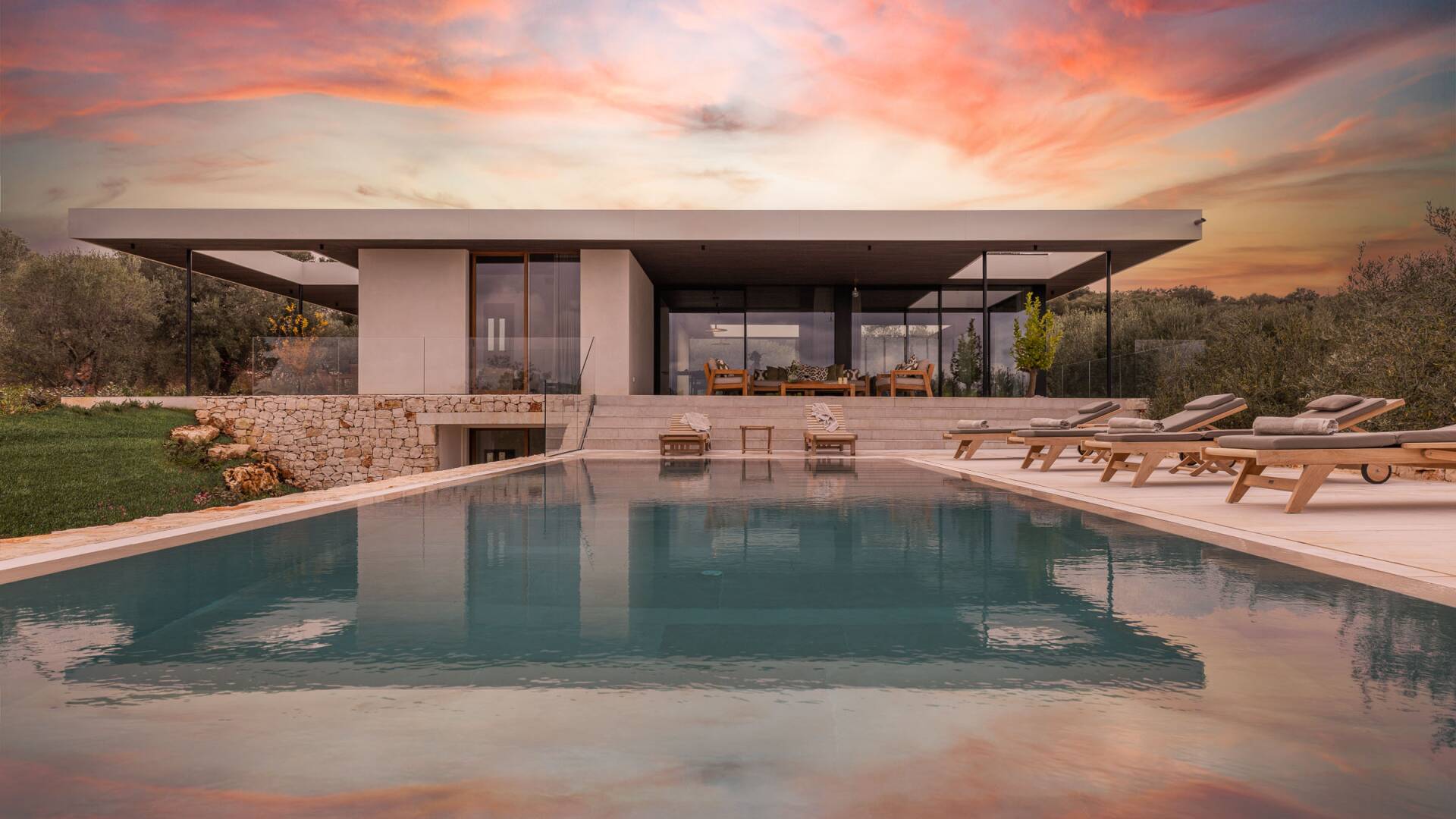 sunset over luxury villa Viola, Ostuni