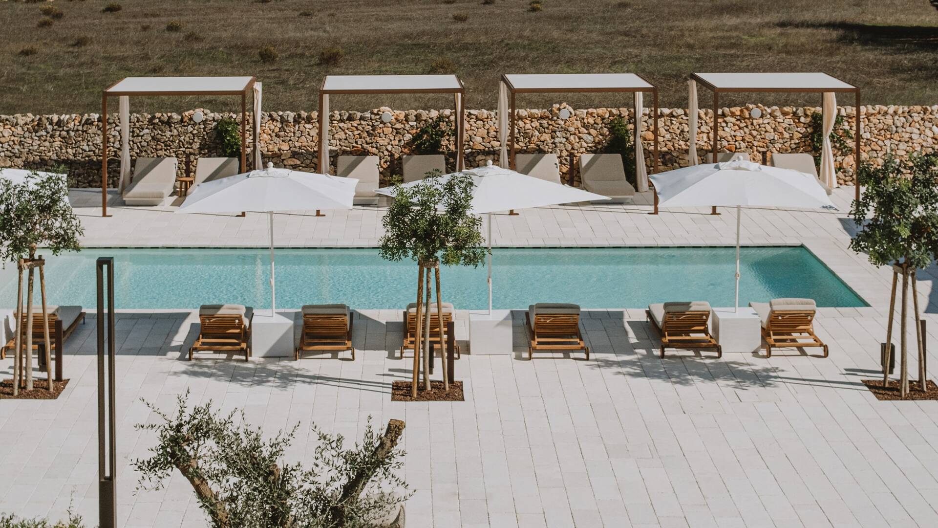 infinity swimming pool with gazebos