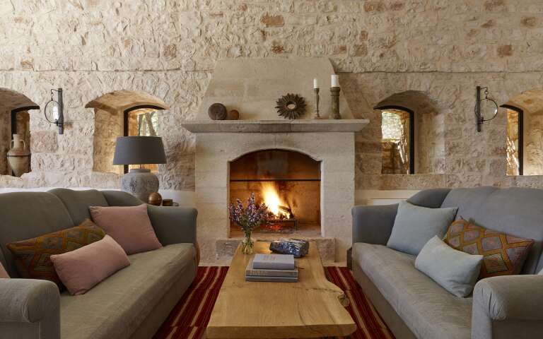 cosy living room with fireplace