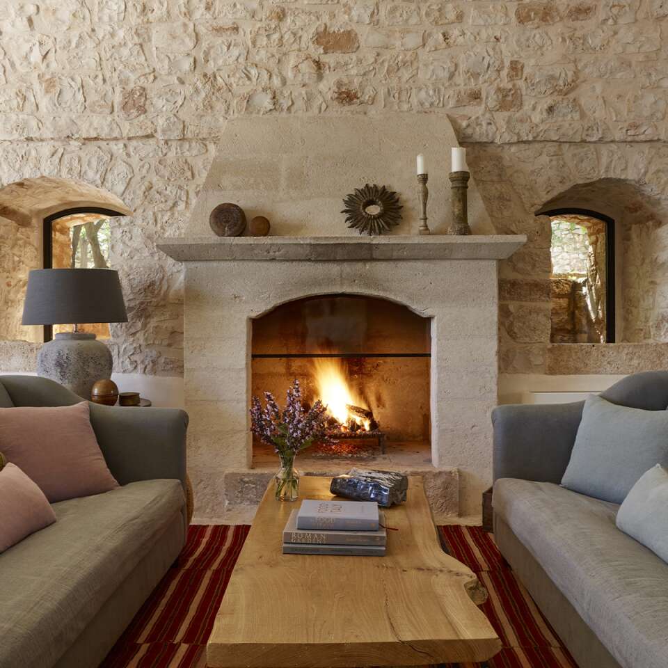 cosy living room with fireplace