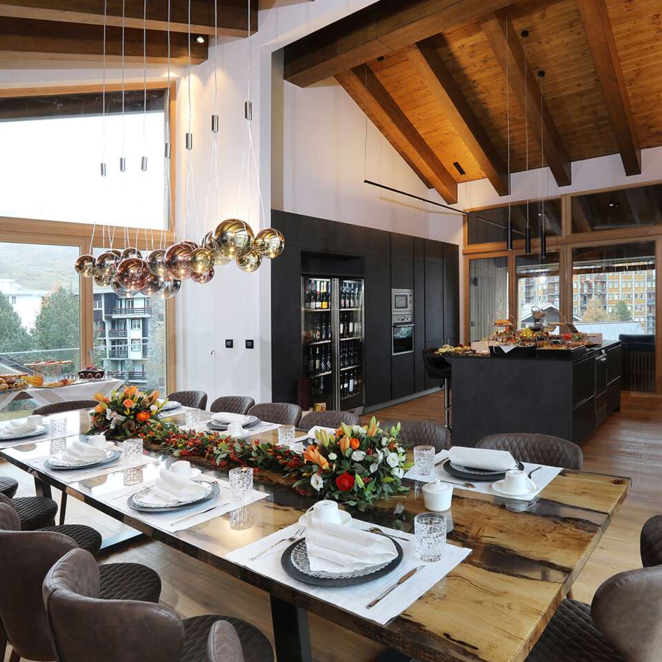 main villa, cooking island and large dining table