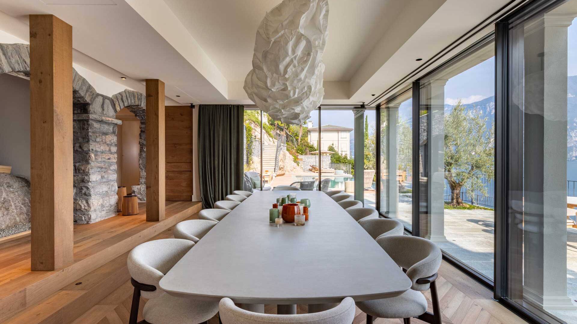 dining table with French windows