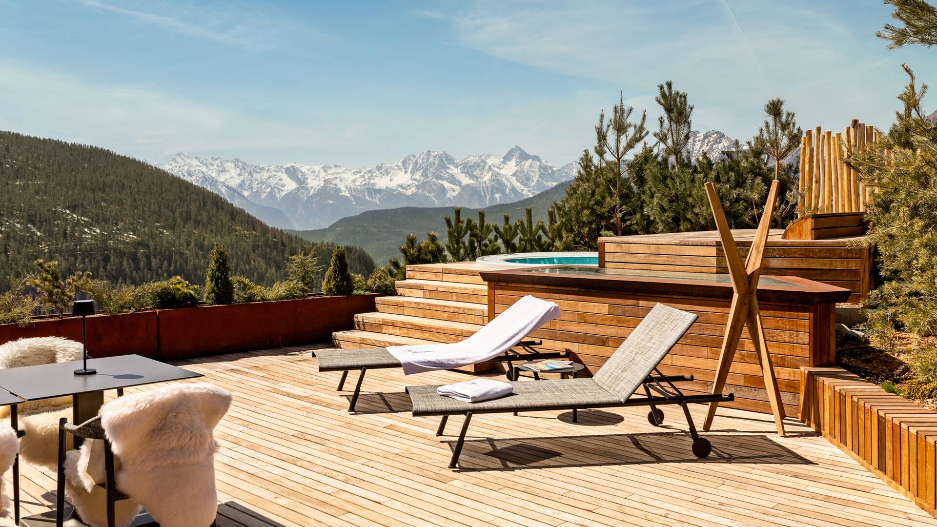 terrace equipped with sunbeds