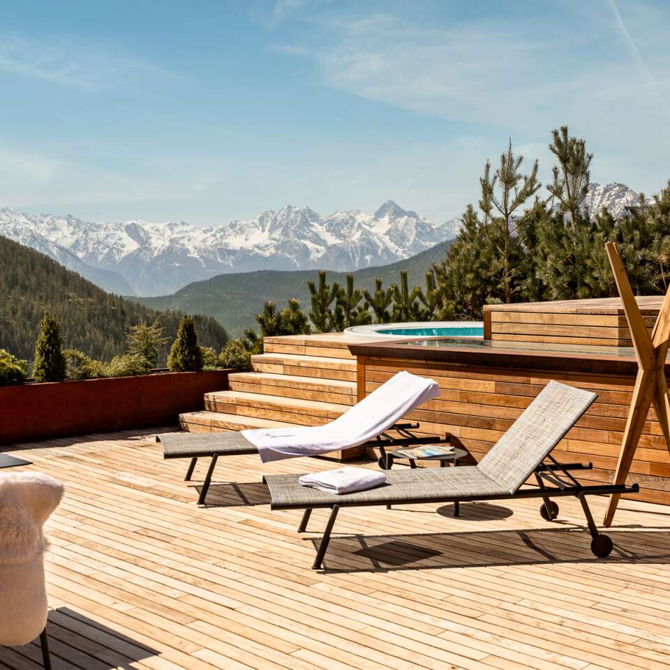 terrace equipped with sunbeds