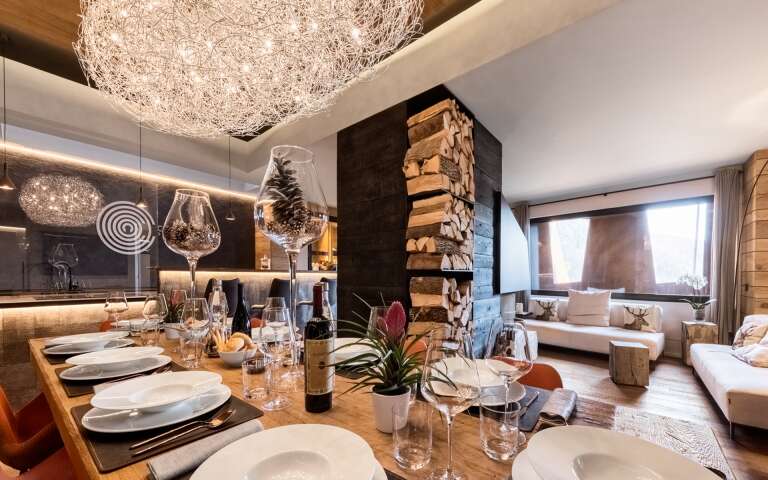 modern open space with dining table