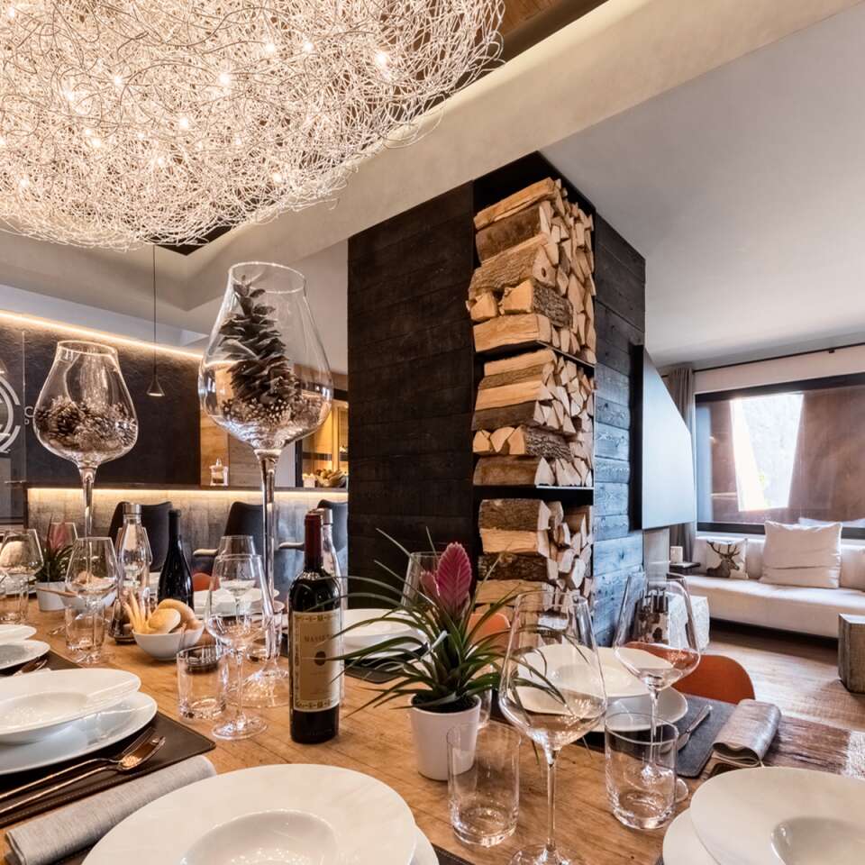 modern open space with dining table