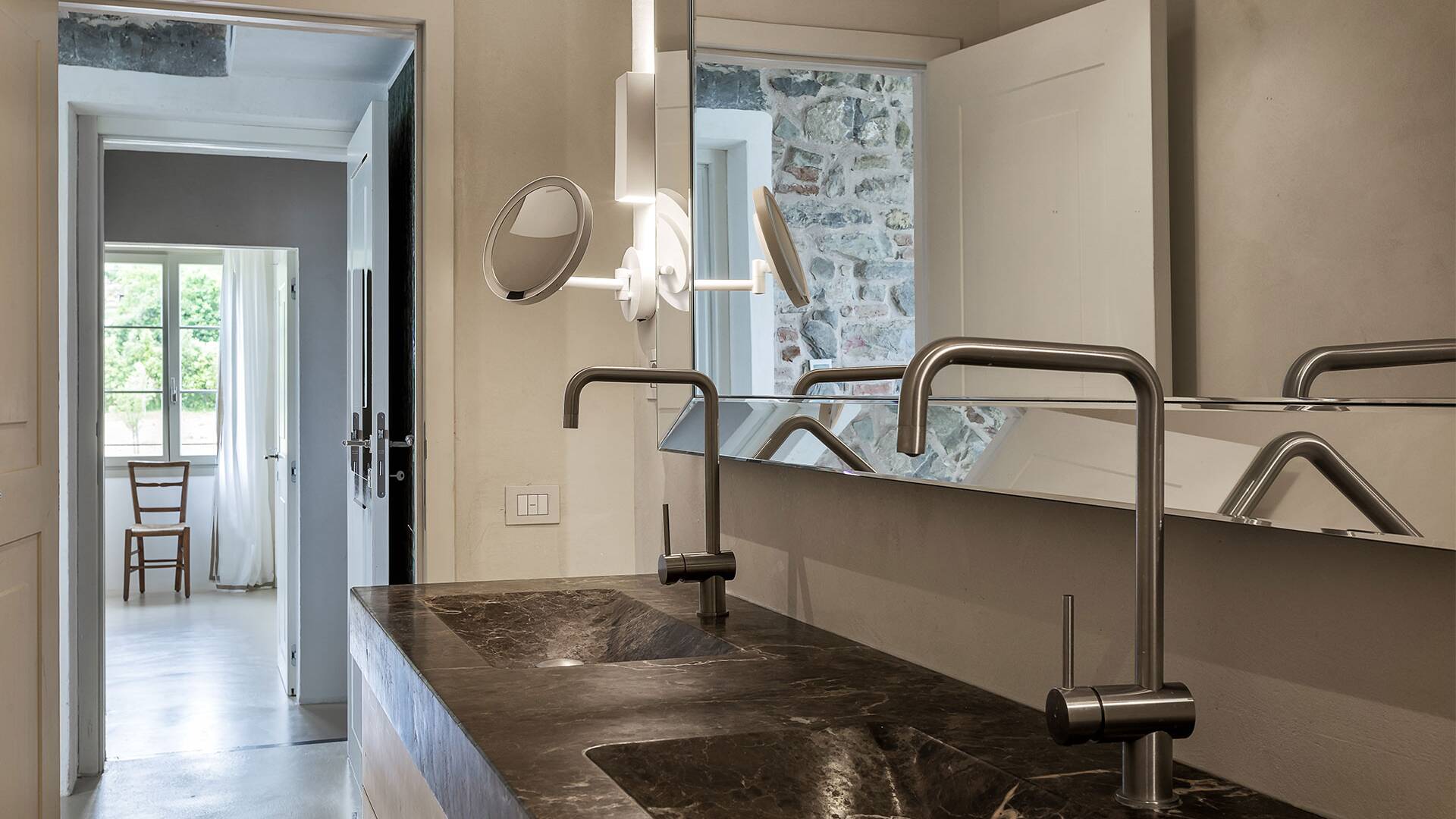 en suite bathroom with double lavabo