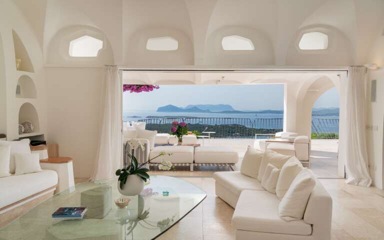 living area with sea view