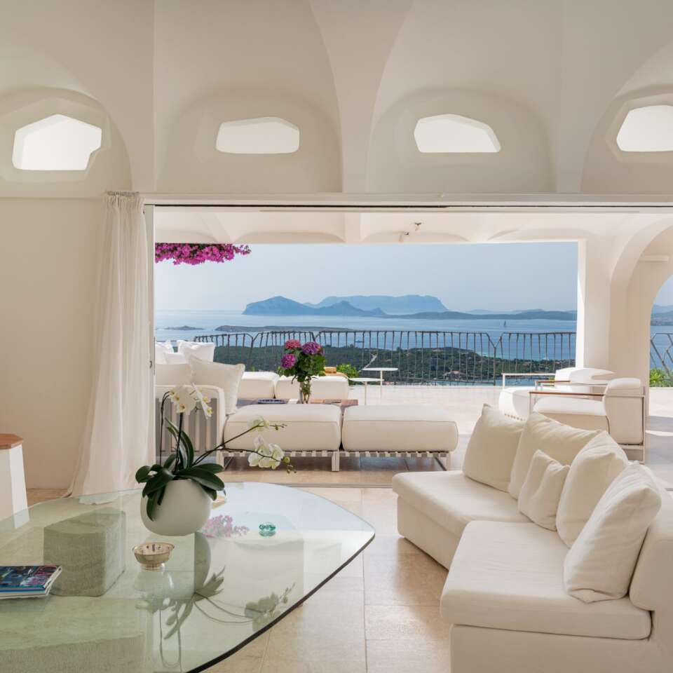 living area with sea view