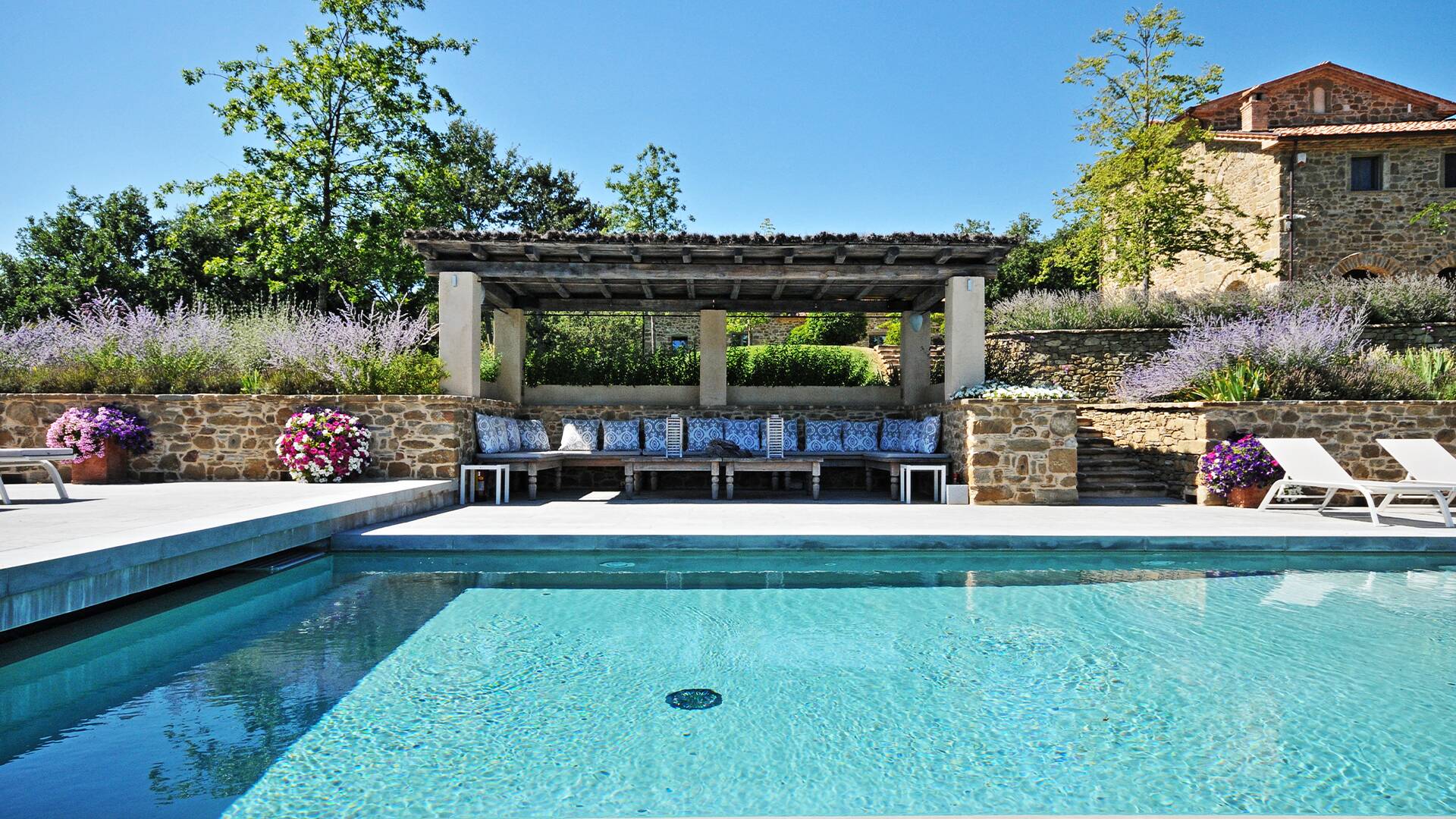 sunbathing area by the pool