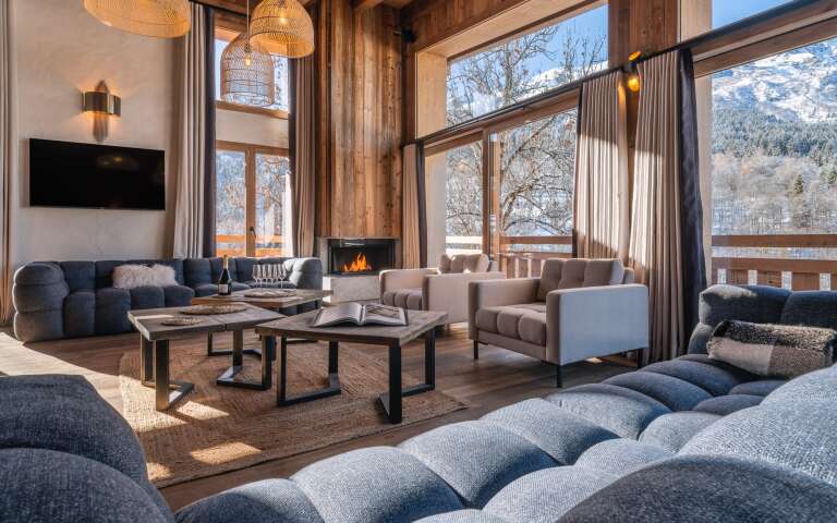 living room with TV and French windows