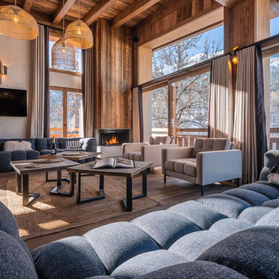 living room with TV and French windows