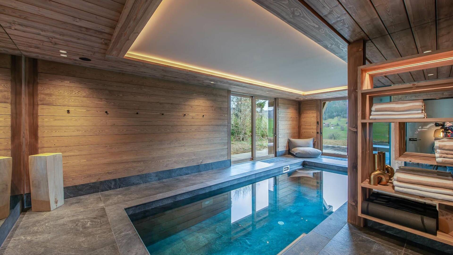 luxury indoor pool with direct access to outdoor