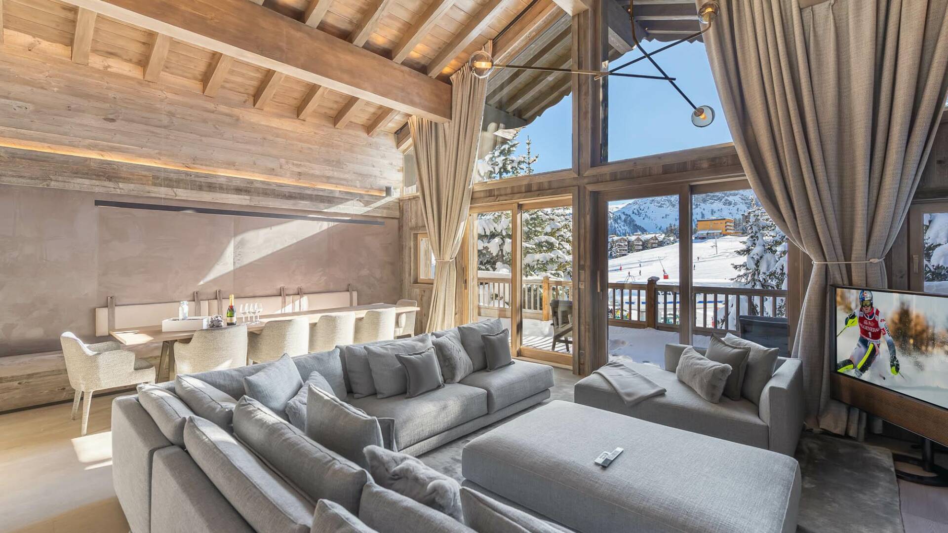 modern living area with French windows