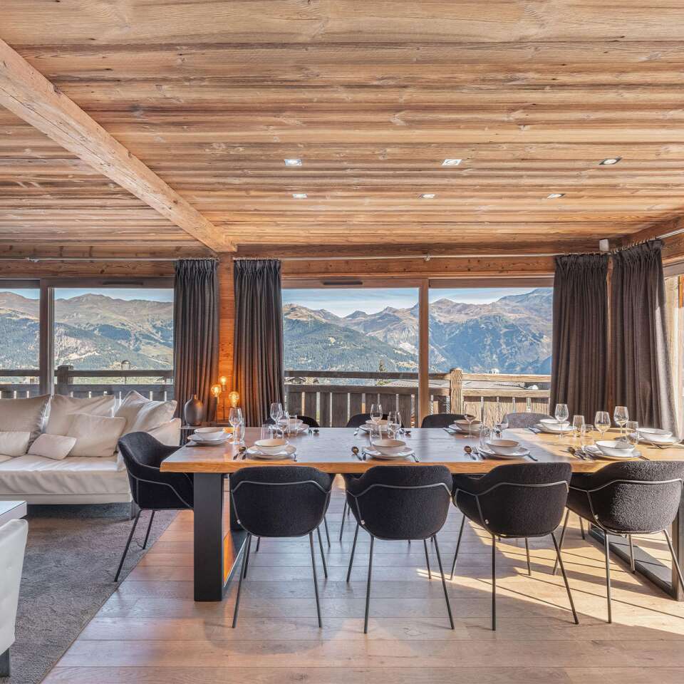 exclusive dining area with sweeping view of French Alps