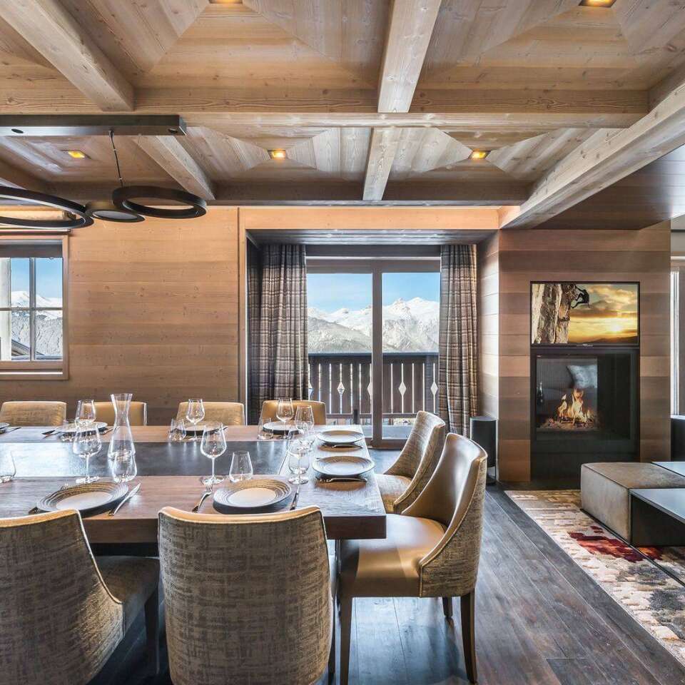 open space with dining area and living area