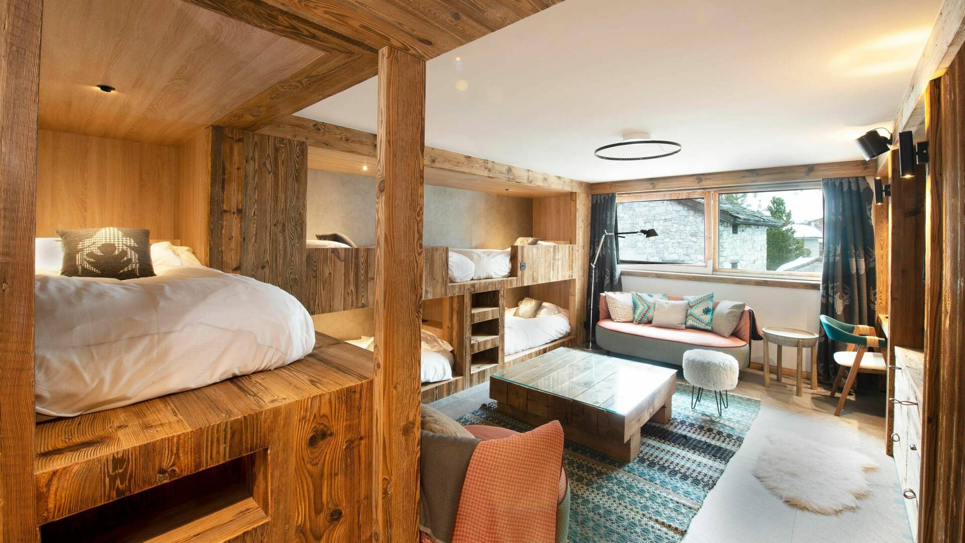 bedroom with sets of bunk beds