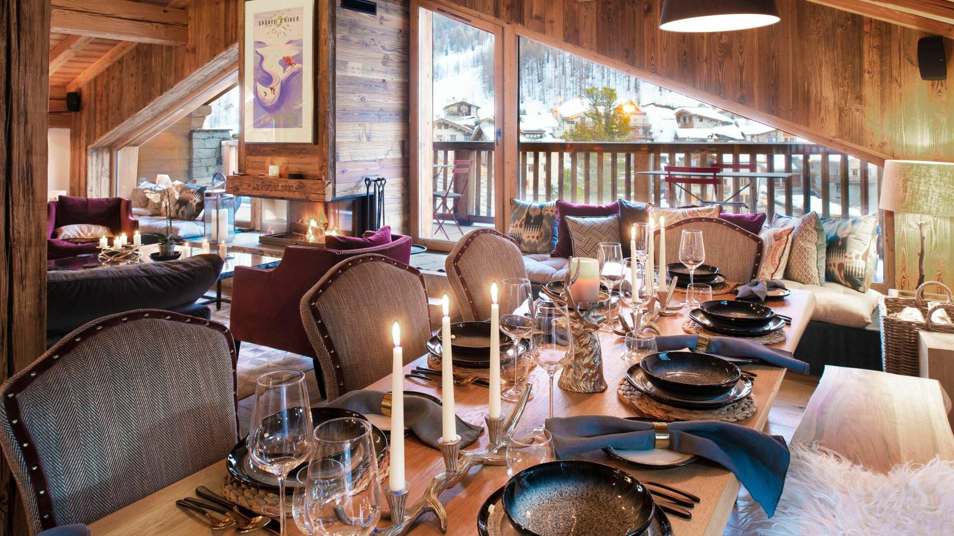 spacious dining table