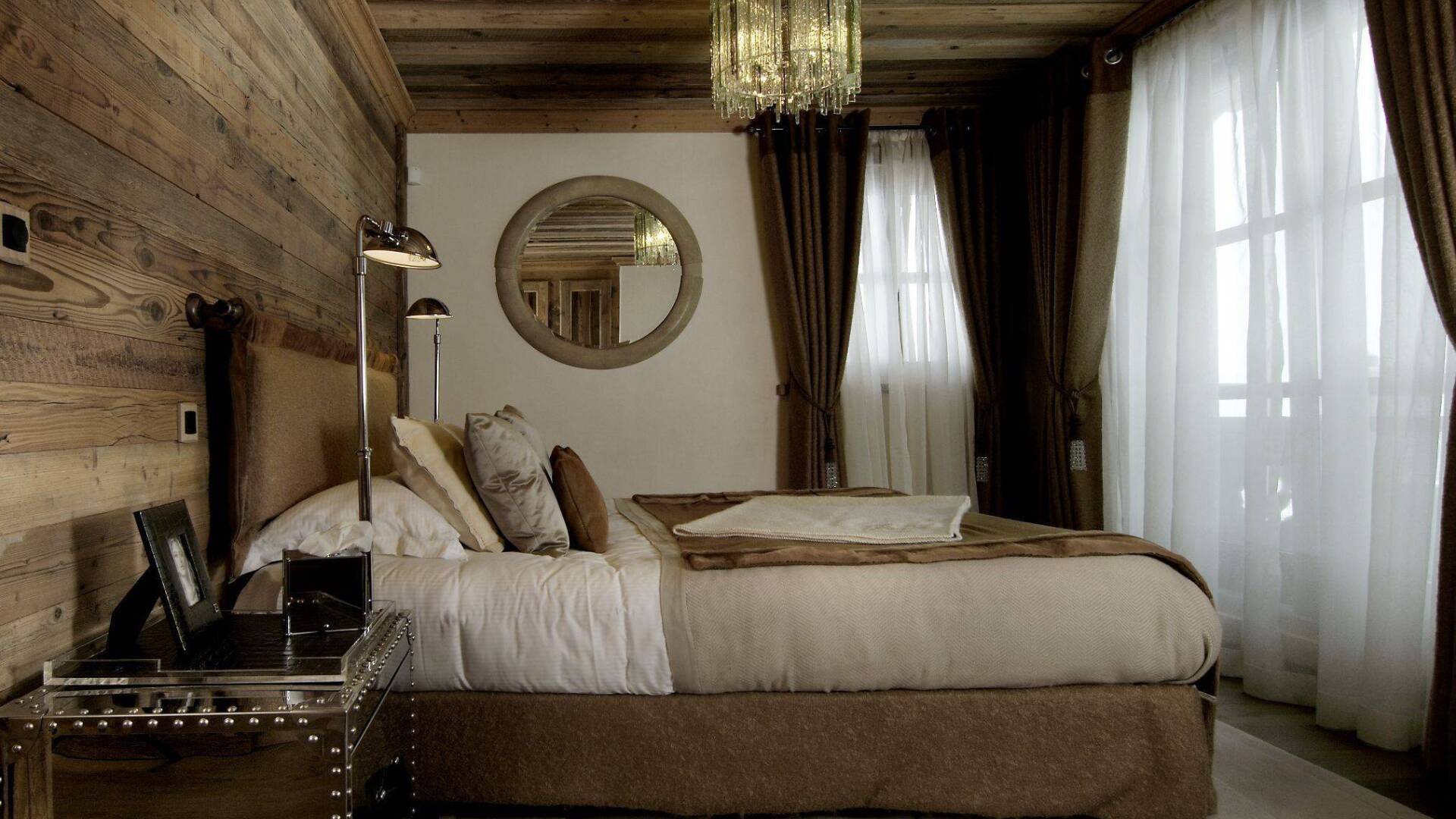 luxury double bedroom with floor-to-ceiling windows