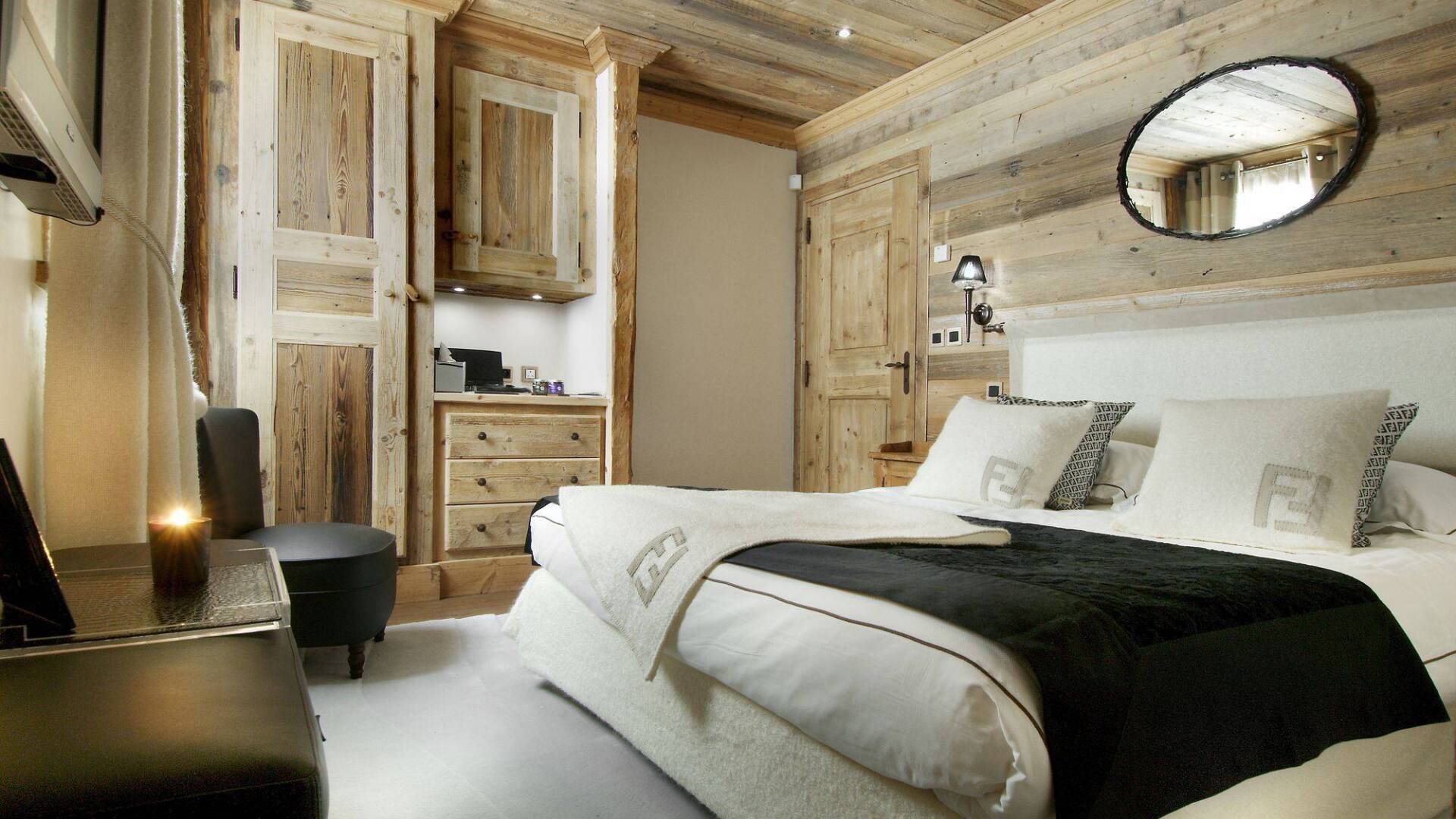 double bedroom with TV