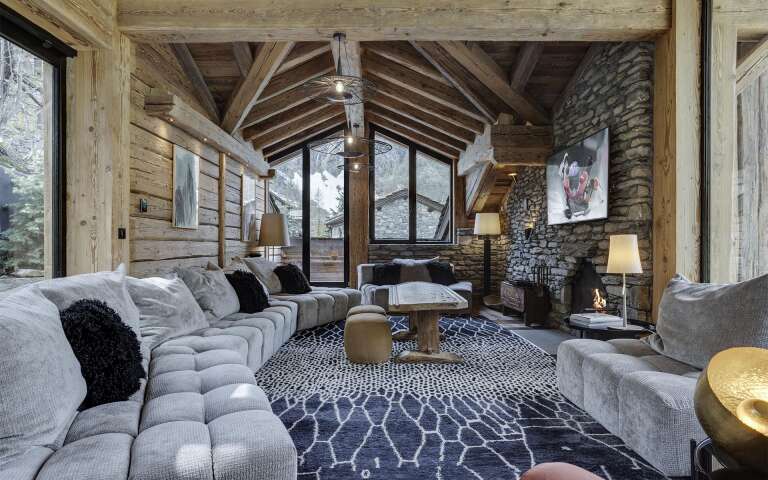 living room with floor-to-ceiling windows