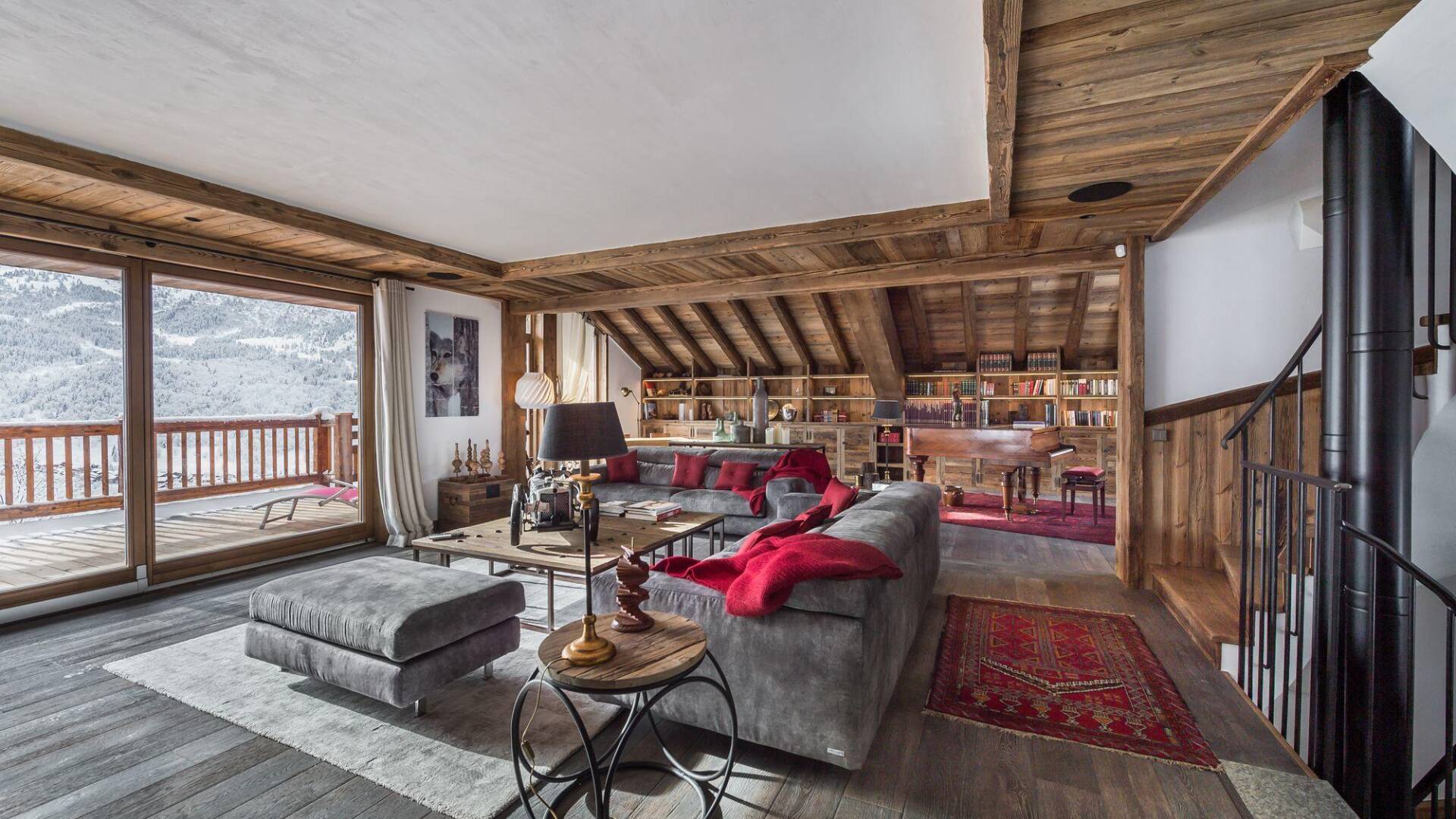 luxury living room with balcony