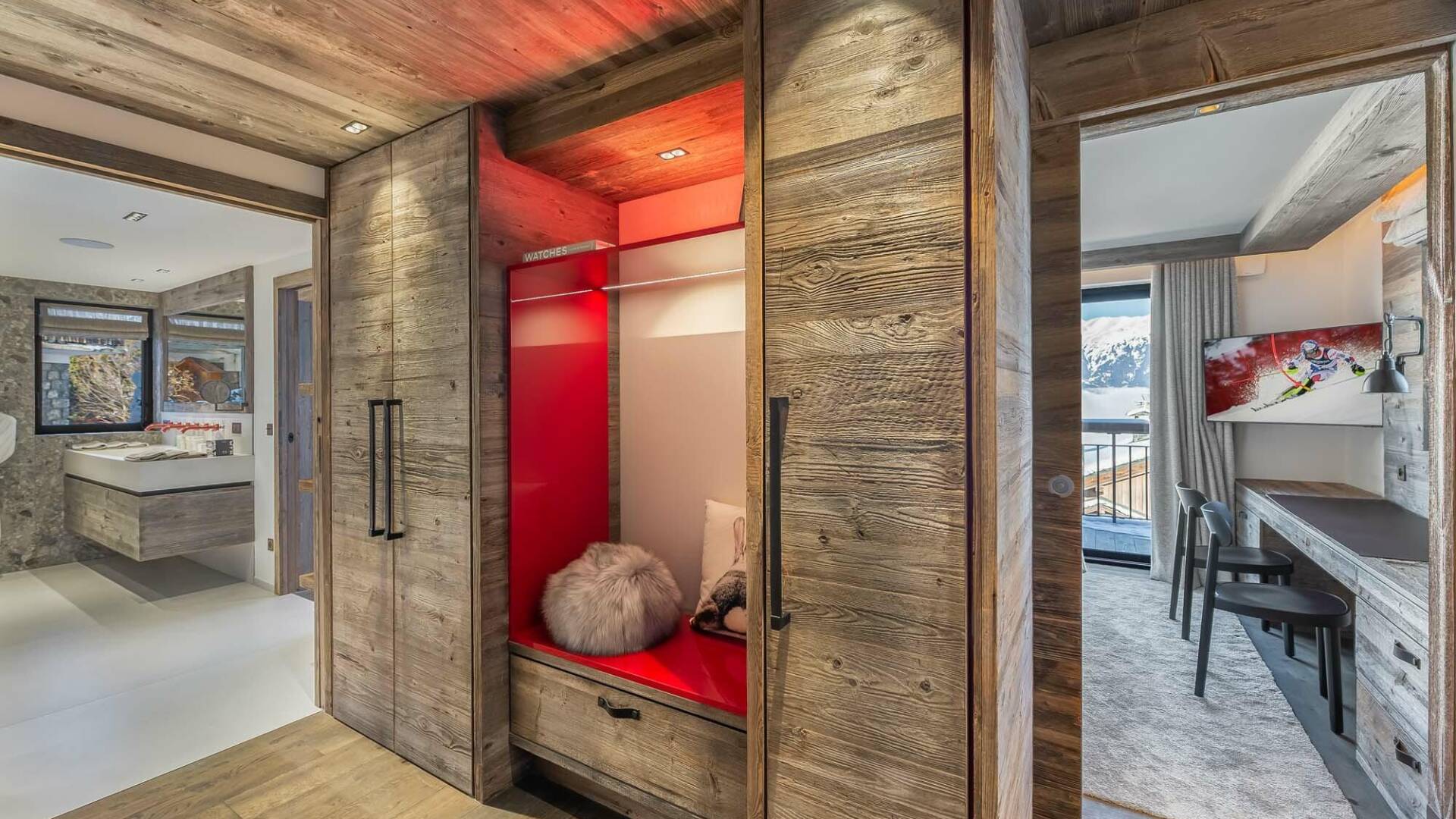 double bedroom with TV and en suite bathroom
