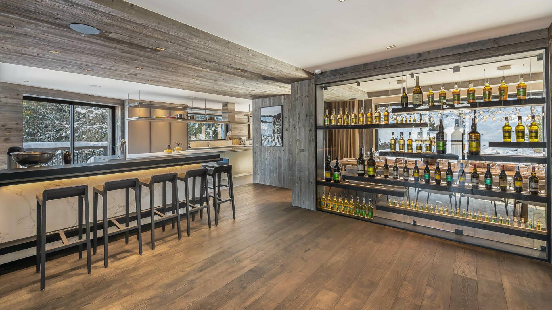 gourmet kitchen and wine fridge