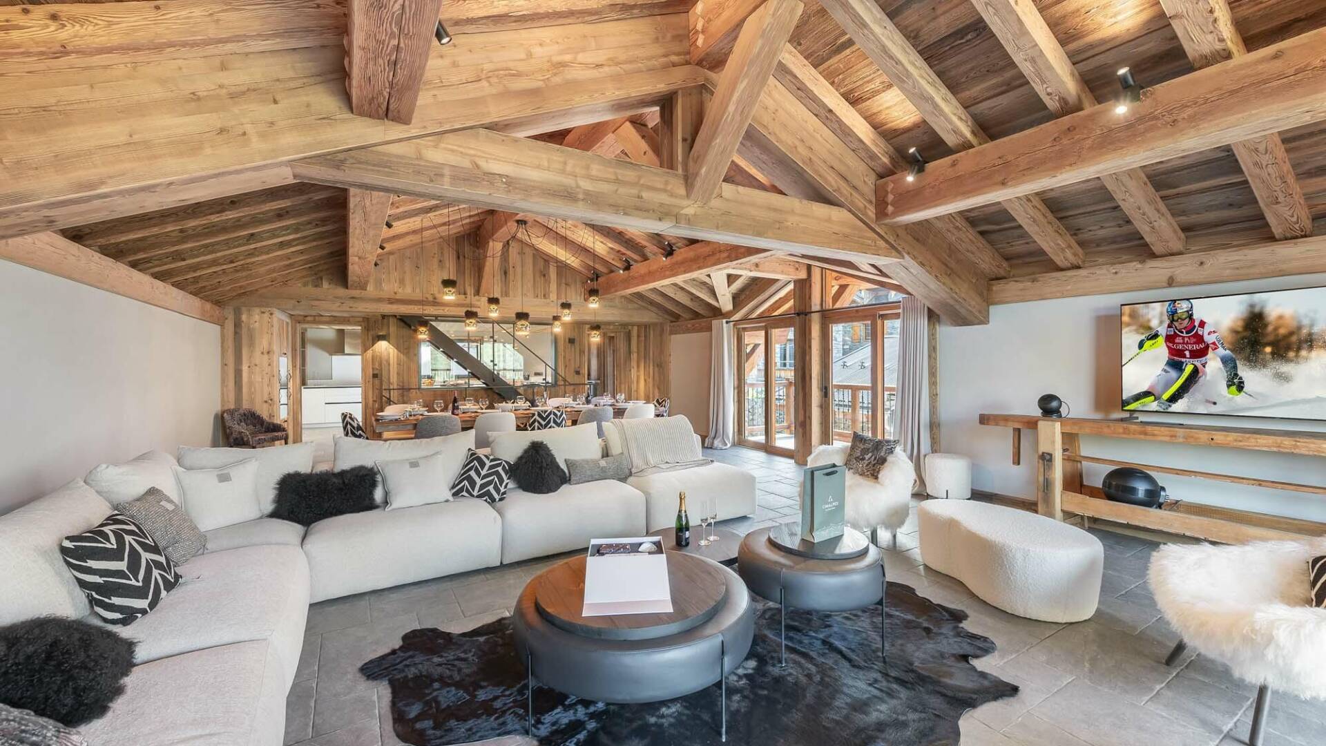 luxury open space with living and dining area