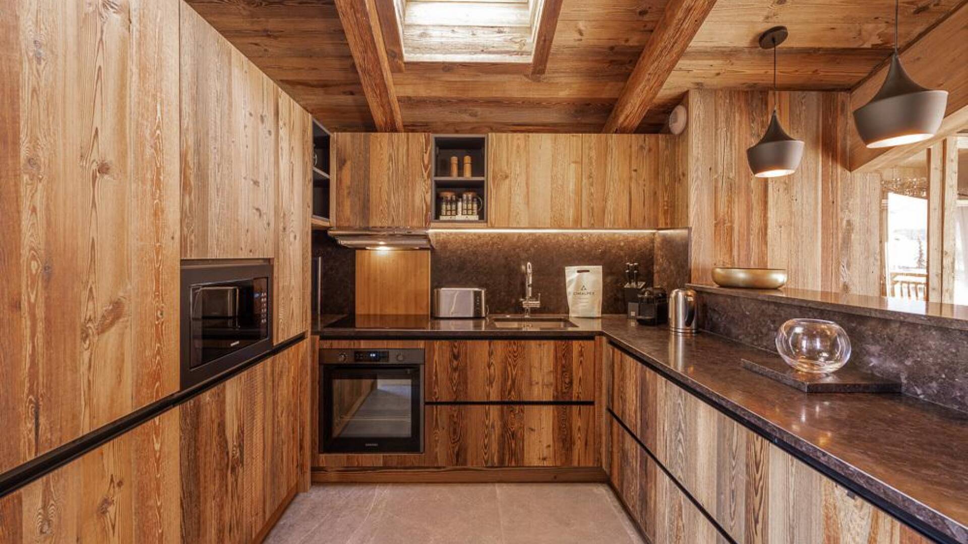 fully-equipped wooden kitchen