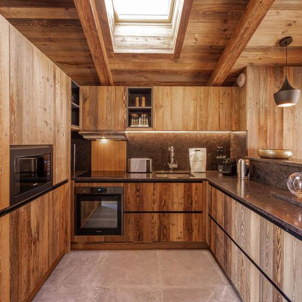 fully-equipped wooden kitchen