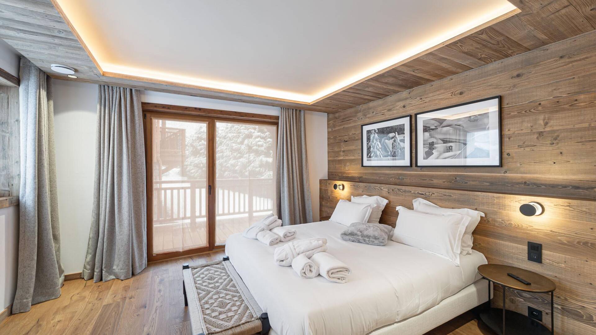 double bedroom with floor-to-ceiling windows