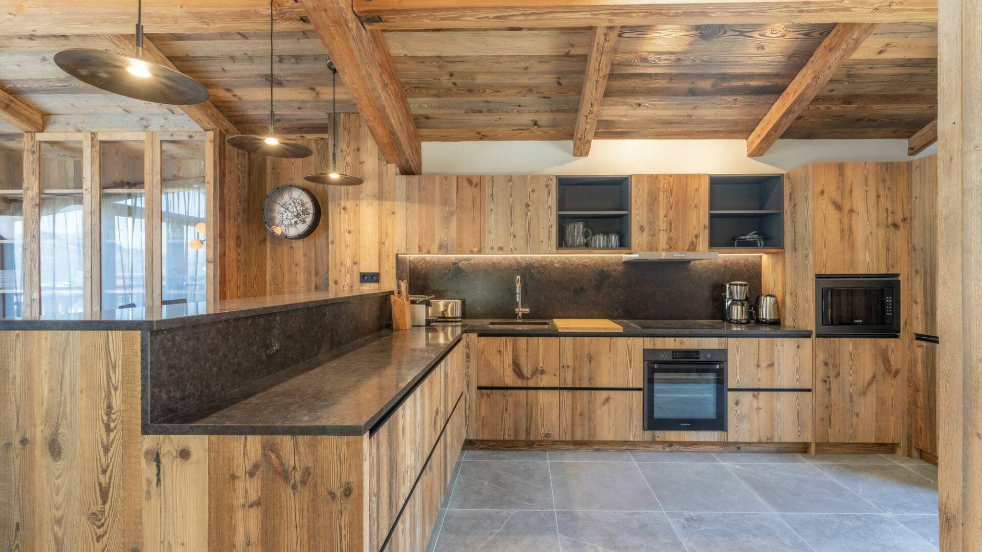 gourmet kitchen with spacious cooking counters